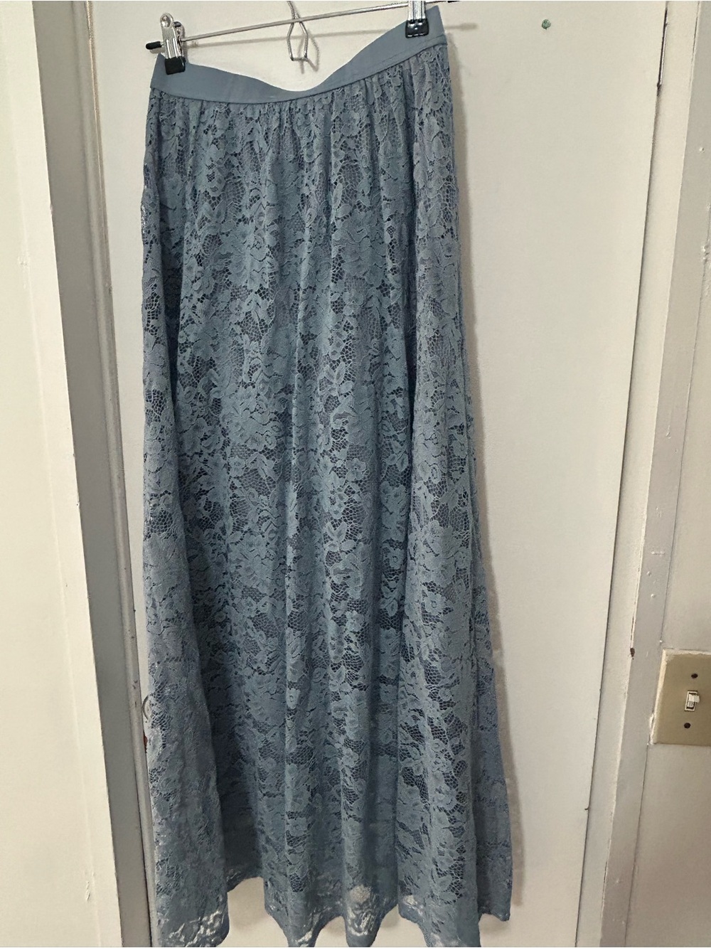 Light Blue Lace Maxi Skirt — Women's Flowy Lace Maxi